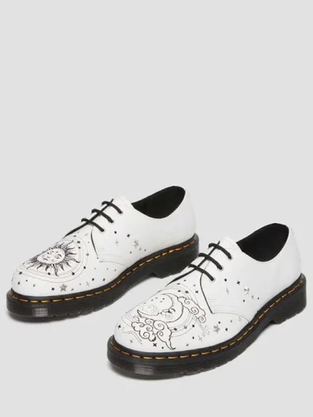 Dr. Martens White Sun & Moon Stitched 3-Eyelet Shoes